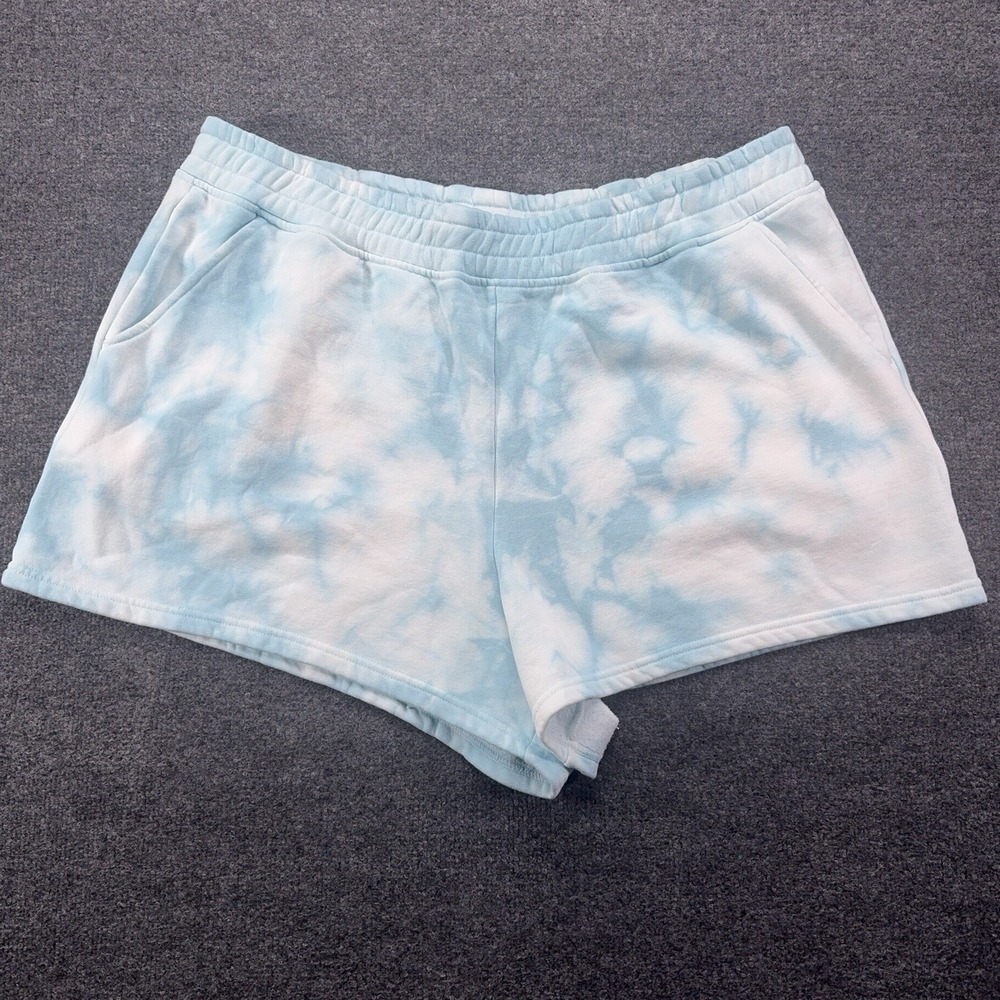 Fabletics Women's Athletic Shorts Tie-dye Sky Blue Cotton Blend Size XL